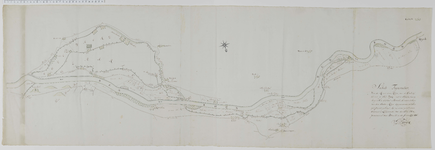 265-1 Kaart van de rivier de Lek, met de aan de noordzijde gelegen uiterwaarden en met de heerlijkheid de Marsch